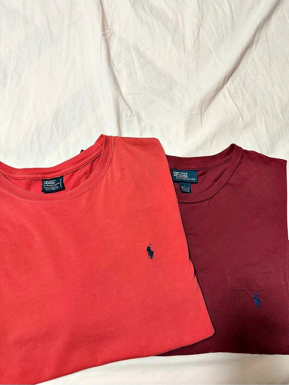 Polo Ralph Lauren Classic Fit Cotton Crewneck T-Shirt 2-Pack XL Red & Burgundy